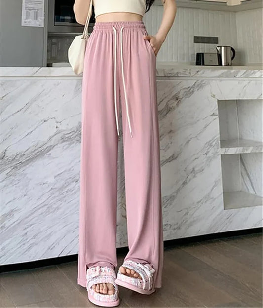 Women's White Sports Wide-Leg Pants