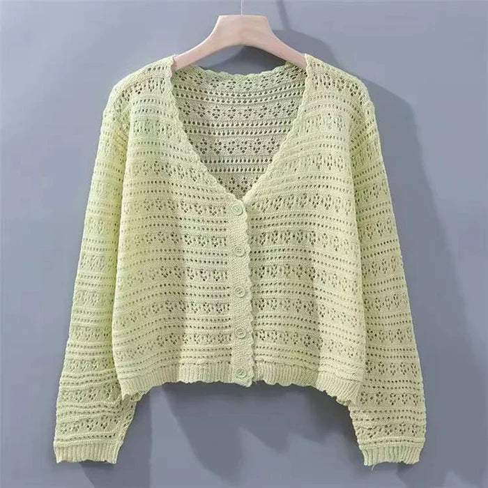 V Neck Knit Cardigan