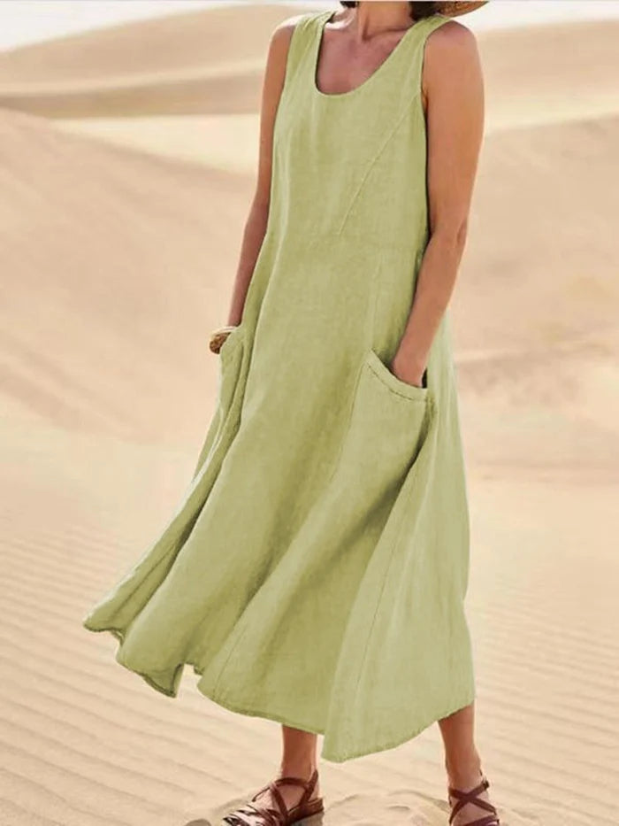 Solid Color Casual Loose Fitting Women's Summer Long Dress