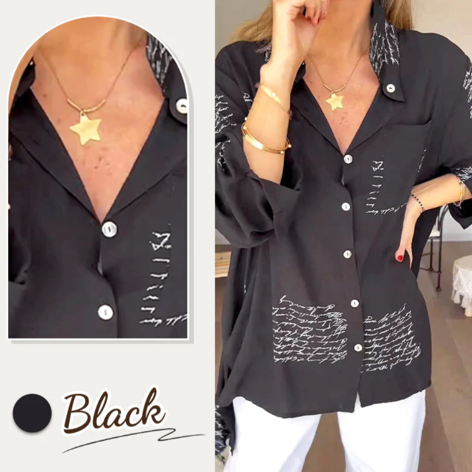 Letter Print Fashion Lapel Shirt