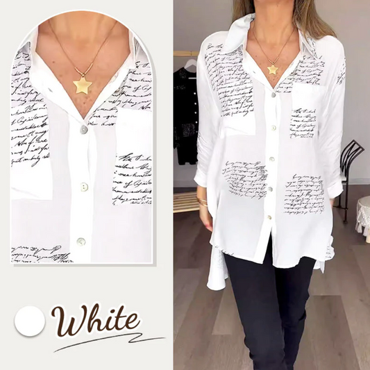 Letter Print Fashion Lapel Shirt