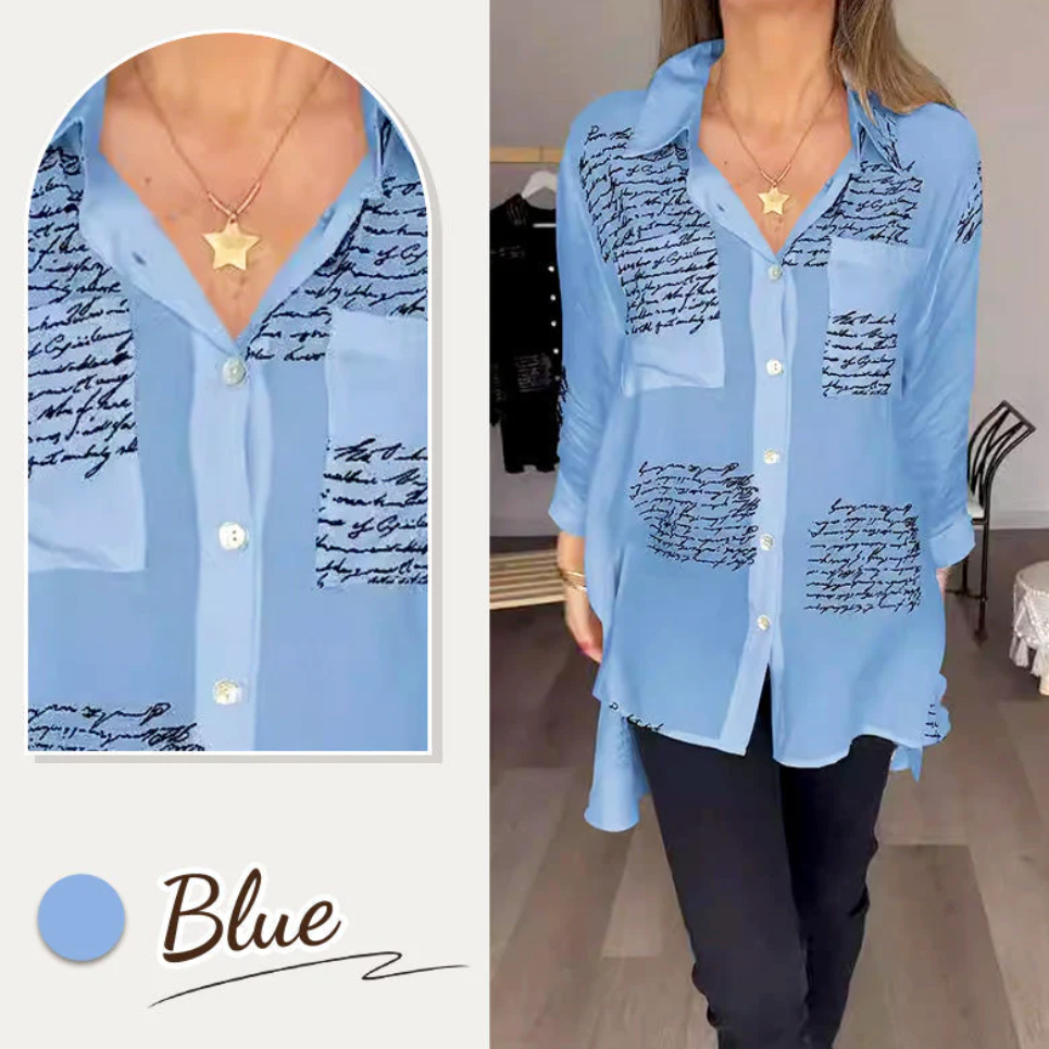 Letter Print Fashion Lapel Shirt